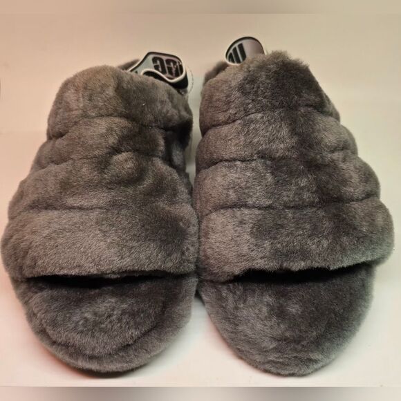 NWT UGG Charcoal Plush Women's Slippers 8 - Picture 5 of 11